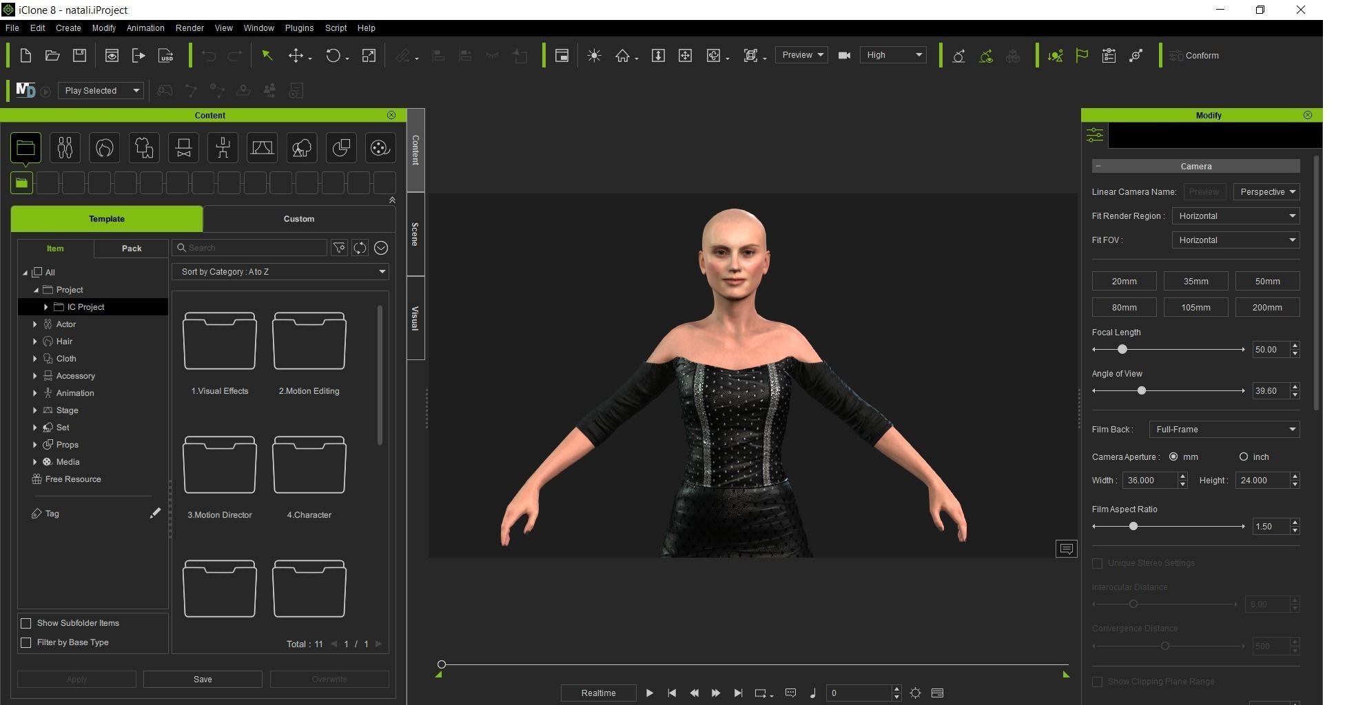 Natalie Portman Rigged animated 2500 Free animations tutorial Low-poly 3D model_21