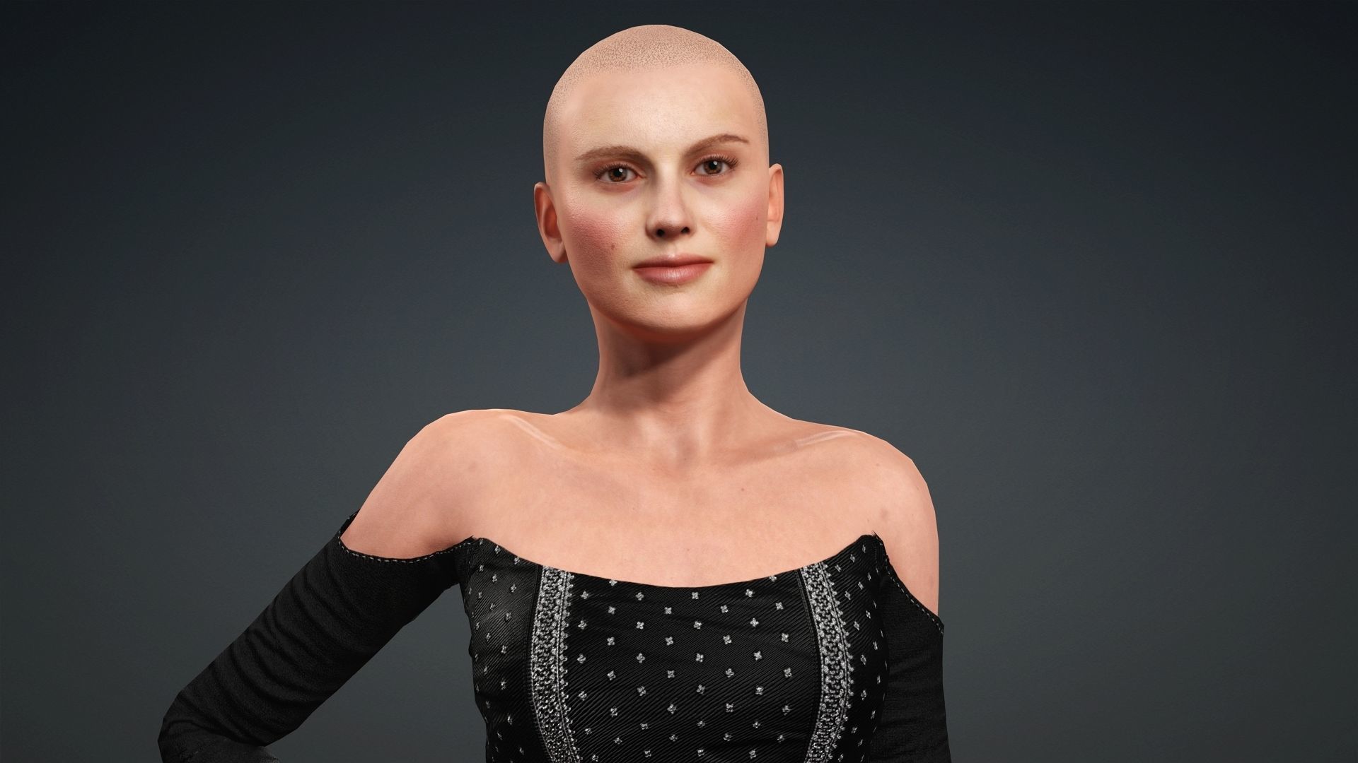 Natalie Portman Rigged animated 2500 Free animations tutorial Low-poly 3D model_16