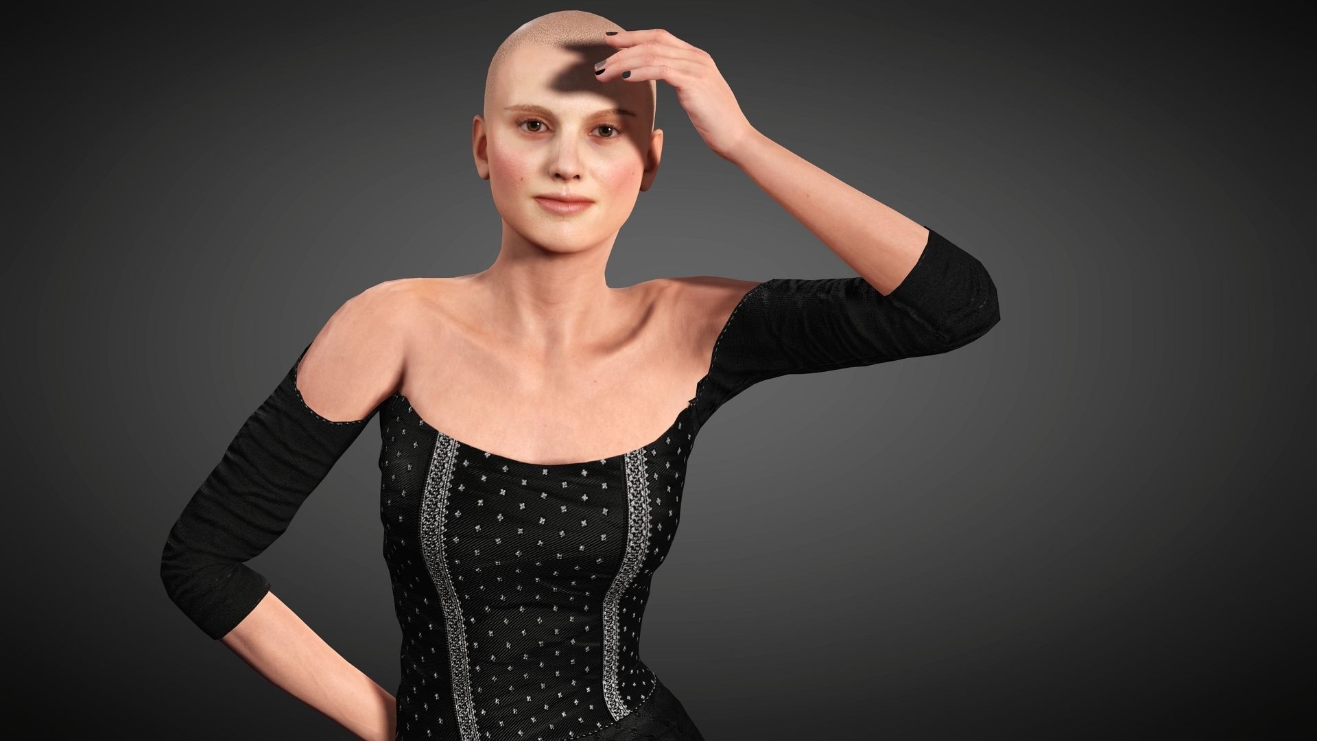 Natalie Portman Rigged animated 2500 Free animations tutorial Low-poly 3D model_12