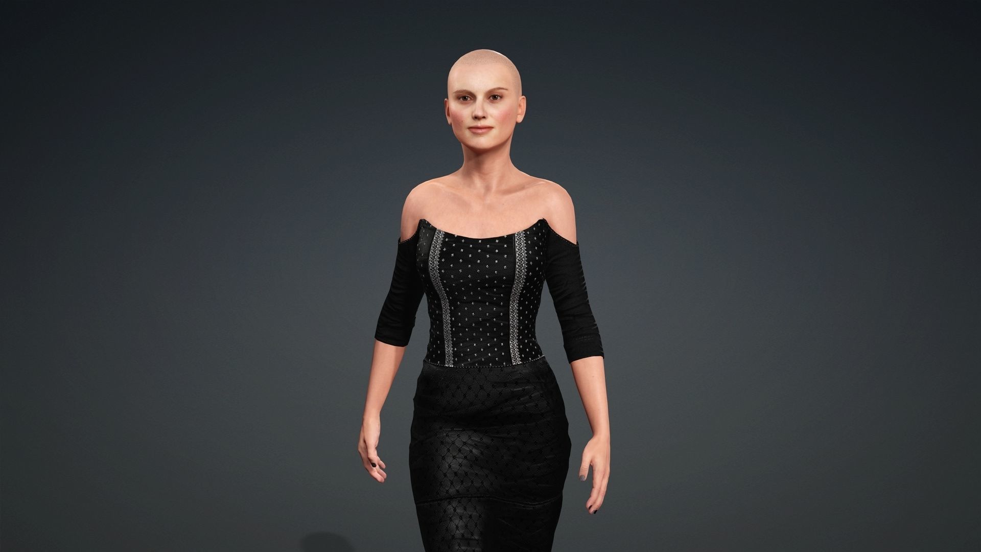 Natalie Portman Rigged animated 2500 Free animations tutorial Low-poly 3D model_15