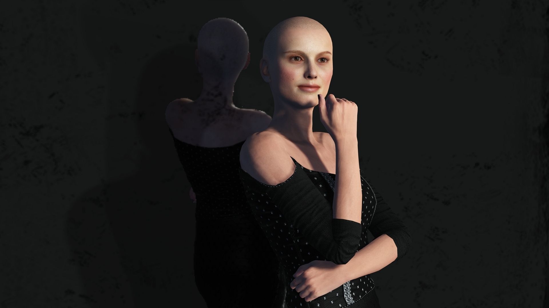 Natalie Portman Rigged animated 2500 Free animations tutorial Low-poly 3D model_11