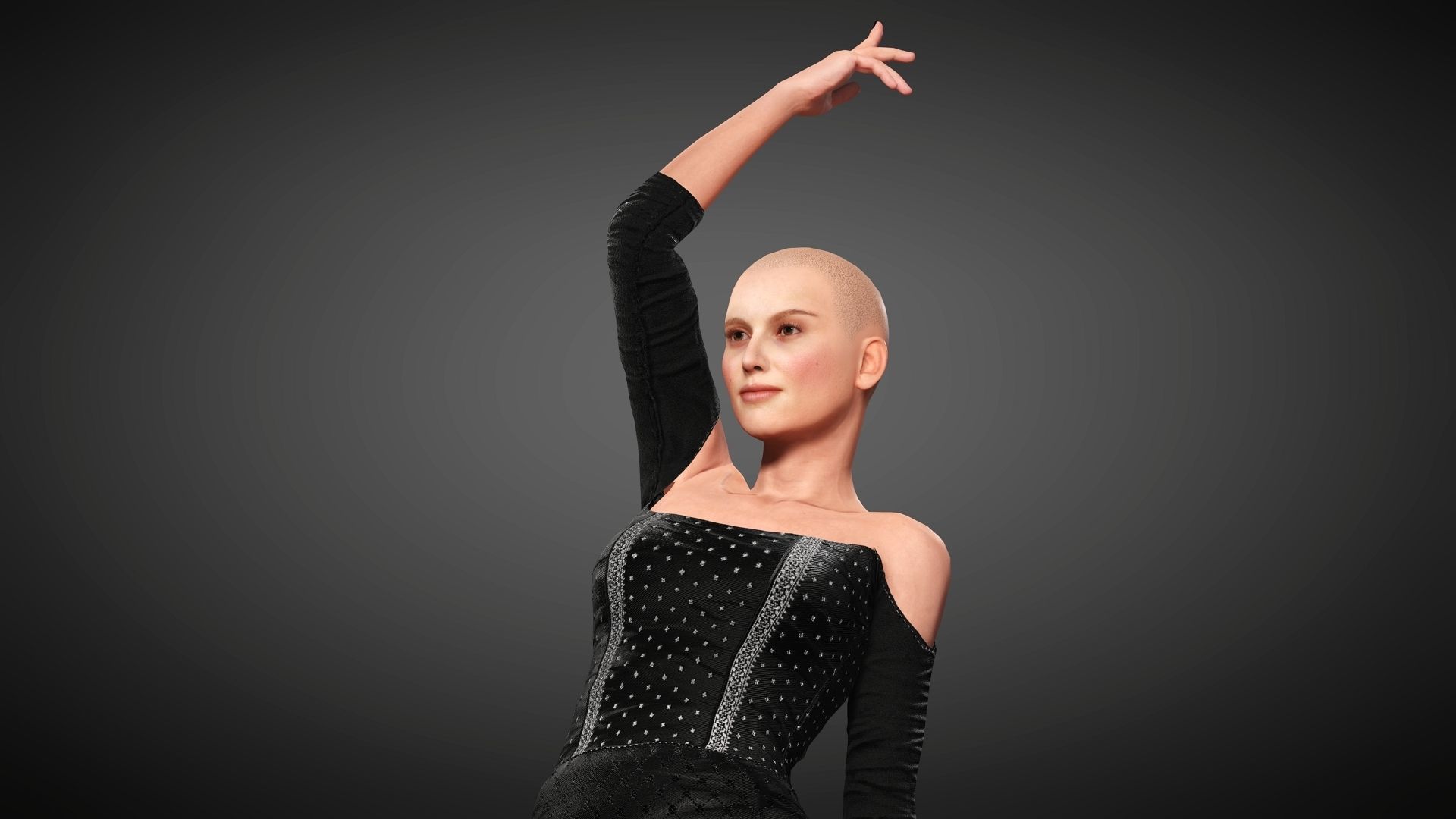 Natalie Portman Rigged animated 2500 Free animations tutorial Low-poly 3D model_14