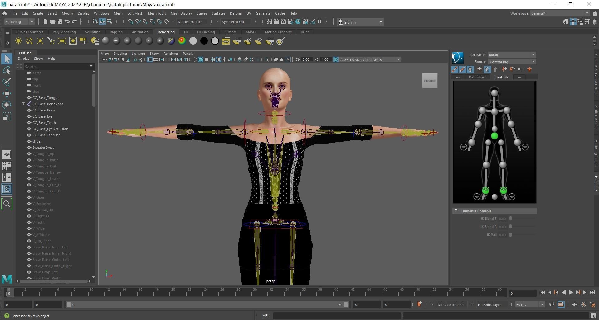 Natalie Portman Rigged animated 2500 Free animations tutorial Low-poly 3D model_18