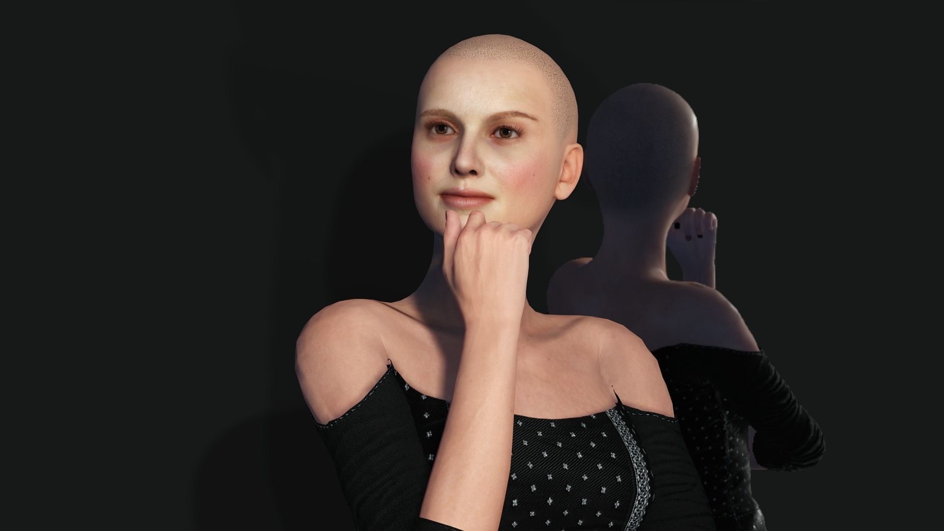 Natalie Portman Rigged animated 2500 Free animations tutorial Low-poly 3D model_9