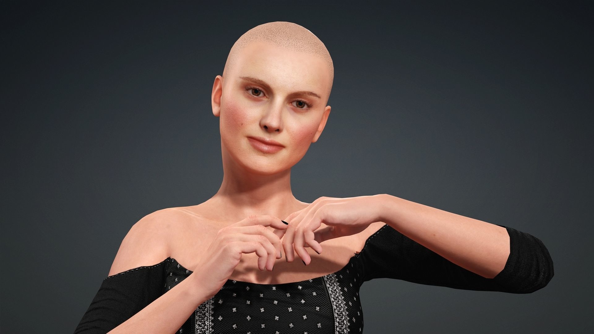 Natalie Portman Rigged animated 2500 Free animations tutorial Low-poly 3D model_17