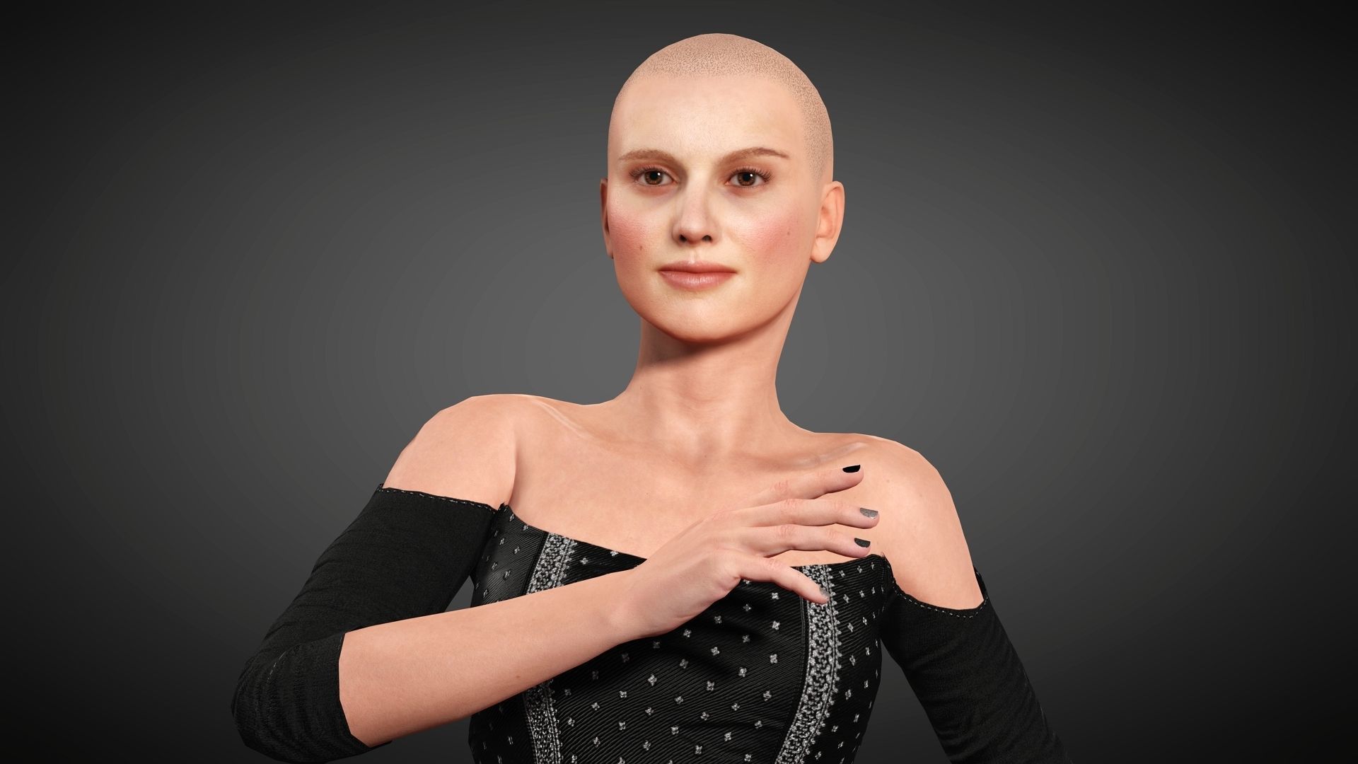 Natalie Portman Rigged animated 2500 Free animations tutorial Low-poly 3D model_13