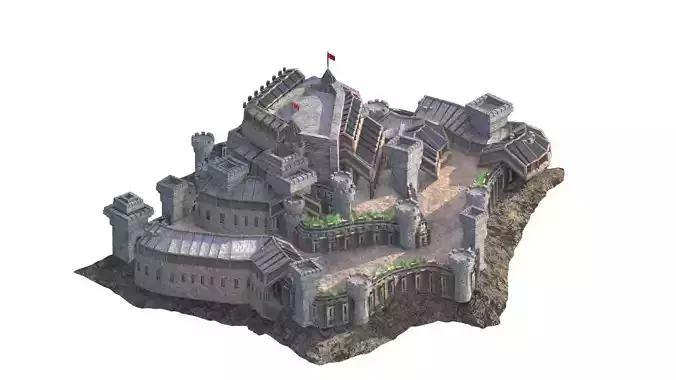 Medieval Town City Building Castle Tower Blender Low-poly 3D model
