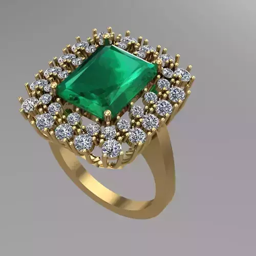 Diamond Emerald Ring Jewellery for Women 3D print model