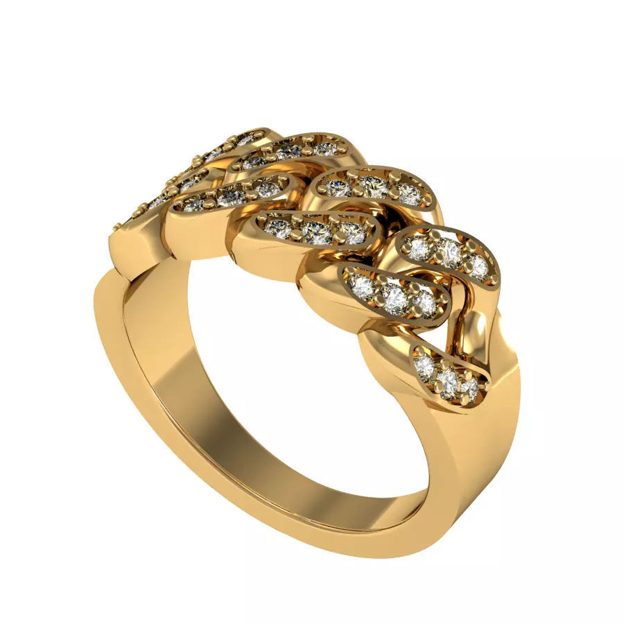cuban links ring 3D print model_0