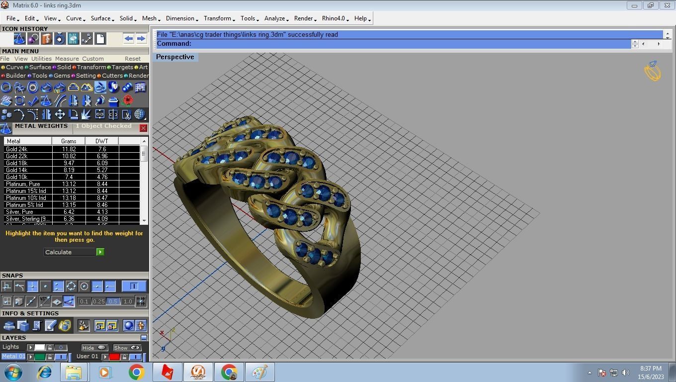 cuban links ring 3D print model_6