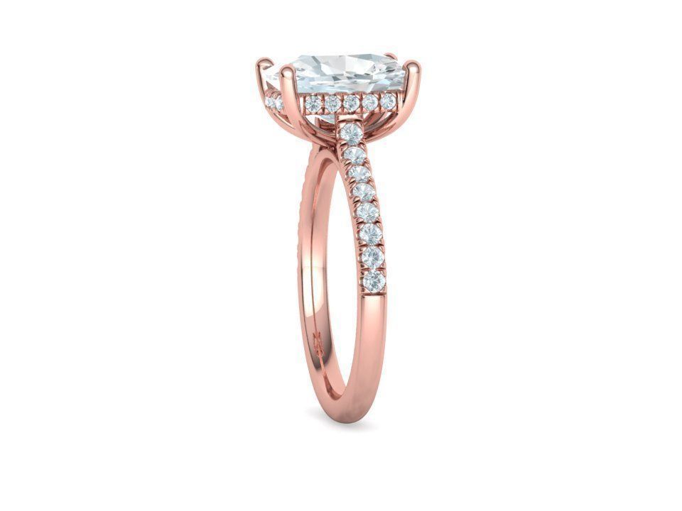 Classic Bridal Set with a 4ct Cushion Stone Under Halo Design 3D print model_33