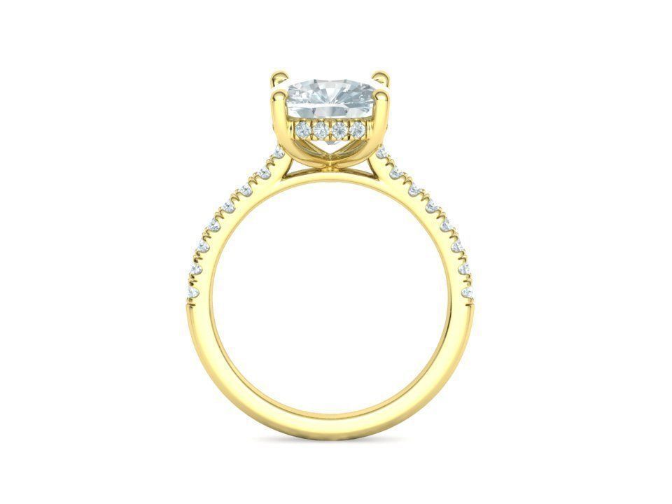 Classic Bridal Set with a 4ct Cushion Stone Under Halo Design 3D print model_28