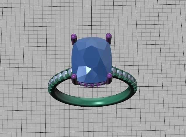 Classic Bridal Set with a 4ct Cushion Stone Under Halo Design 3D print model_25