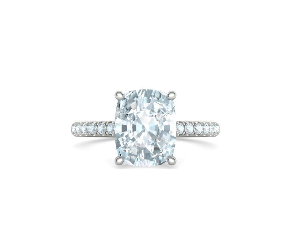 Classic Bridal Set with a 4ct Cushion Stone Under Halo Design 3D print model_44