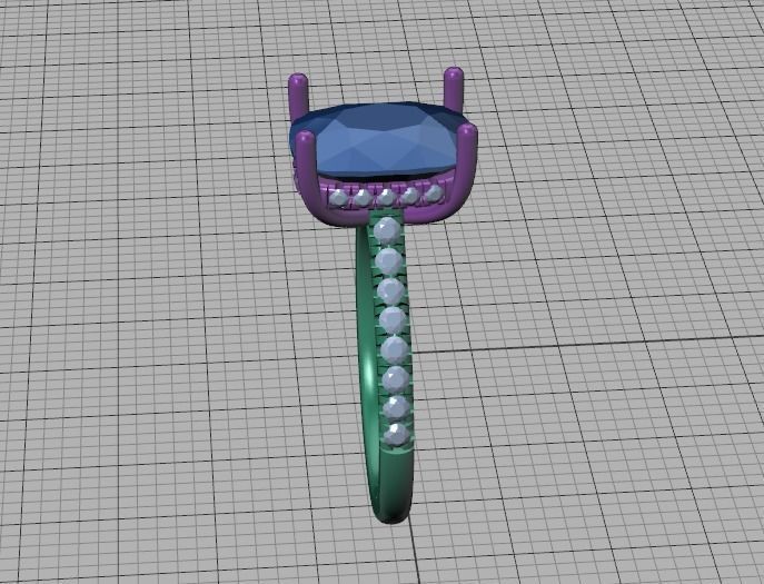 Classic Bridal Set with a 4ct Cushion Stone Under Halo Design 3D print model_24