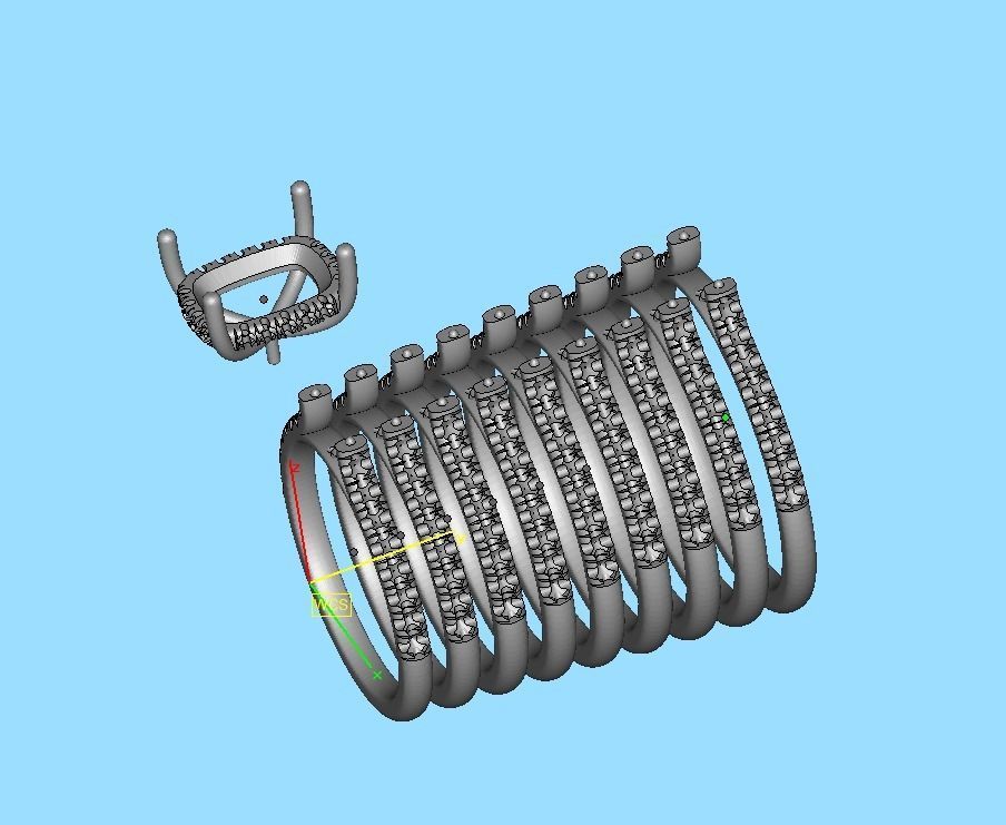 Classic Bridal Set with a 4ct Cushion Stone Under Halo Design 3D print model_16