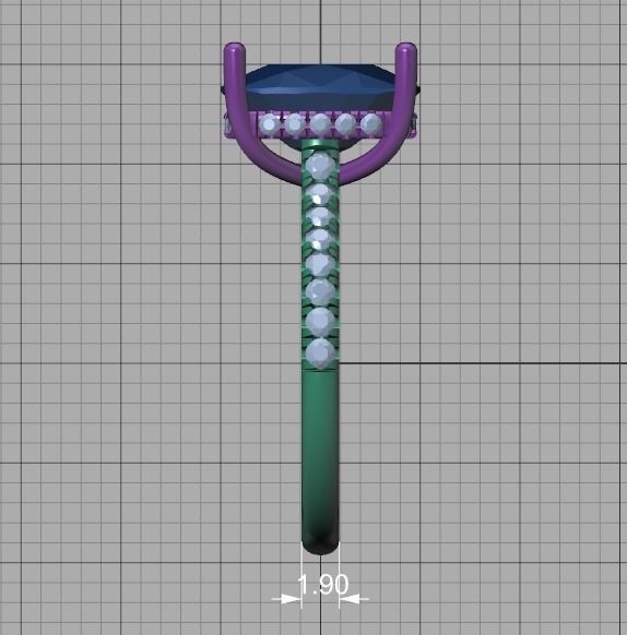 Classic Bridal Set with a 4ct Cushion Stone Under Halo Design 3D print model_20