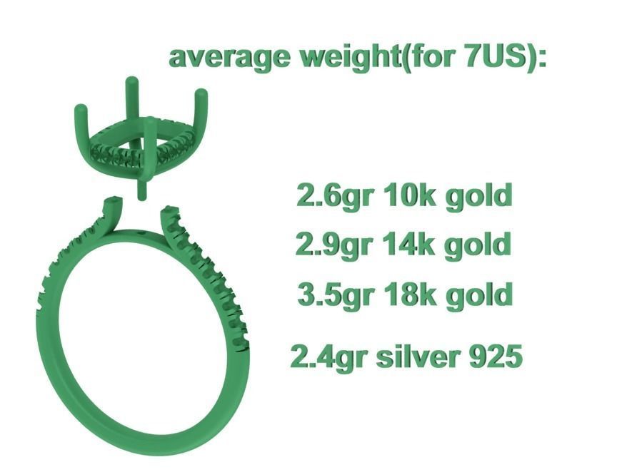 Classic Bridal Set with a 4ct Cushion Stone Under Halo Design 3D print model_17