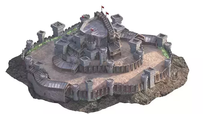 Medieval Town City Building Castle Tower Blender 04 Low-poly 3D model