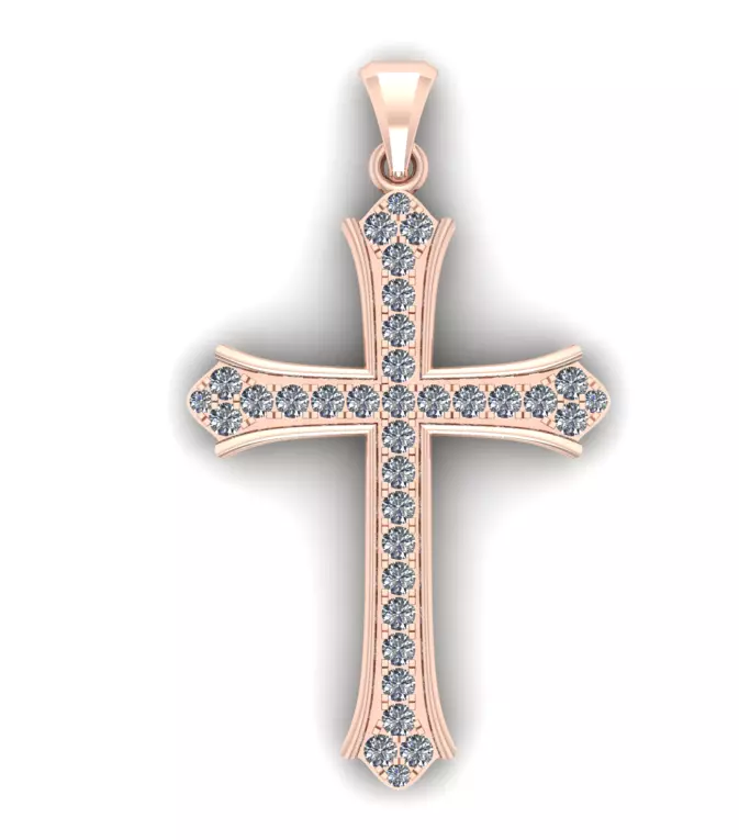 Cross Gold Pendant Full Diamond 3D print model