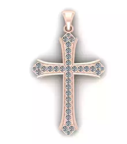 Cross Gold Pendant Full Diamond 3D print model