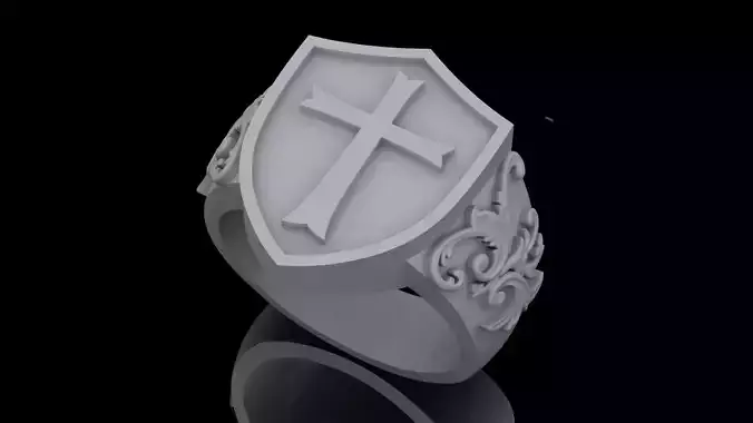 shield arabesque cross ring