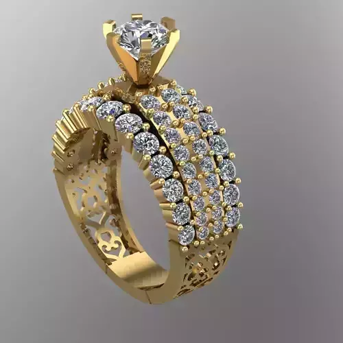 Diamond Solitaire Ring Jewellery for Women 3D print model