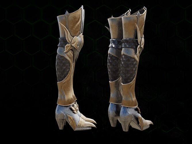 Dragon fly leg armor female lowpoly game asset Low-poly 3D model_5