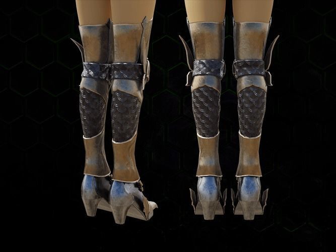 Dragon fly leg armor female lowpoly game asset Low-poly 3D model_3