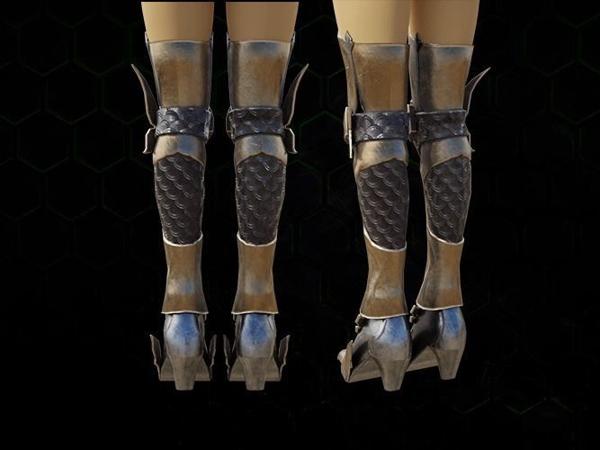 Dragon fly leg armor female lowpoly game asset Low-poly 3D model_2