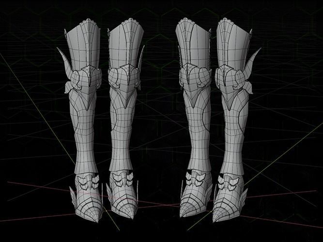 Dragon fly leg armor female lowpoly game asset Low-poly 3D model_7