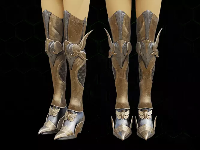 Dragon fly leg armor female lowpoly game asset Low-poly 3D model_0