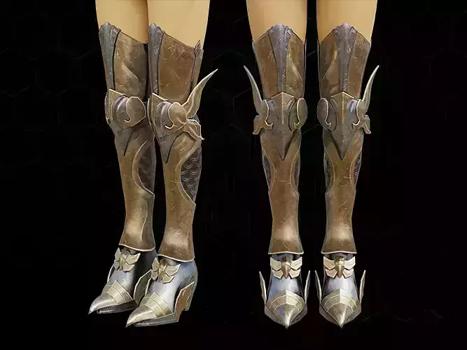 Dragon fly leg armor female lowpoly game asset Low-poly 3D model