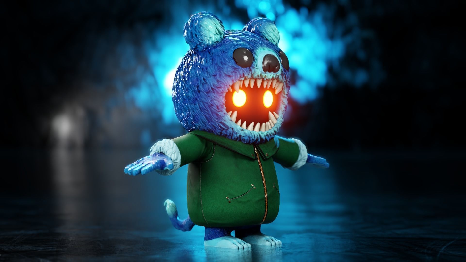 The halloween monster with rigging and walk cycles Low-poly 3D model_7