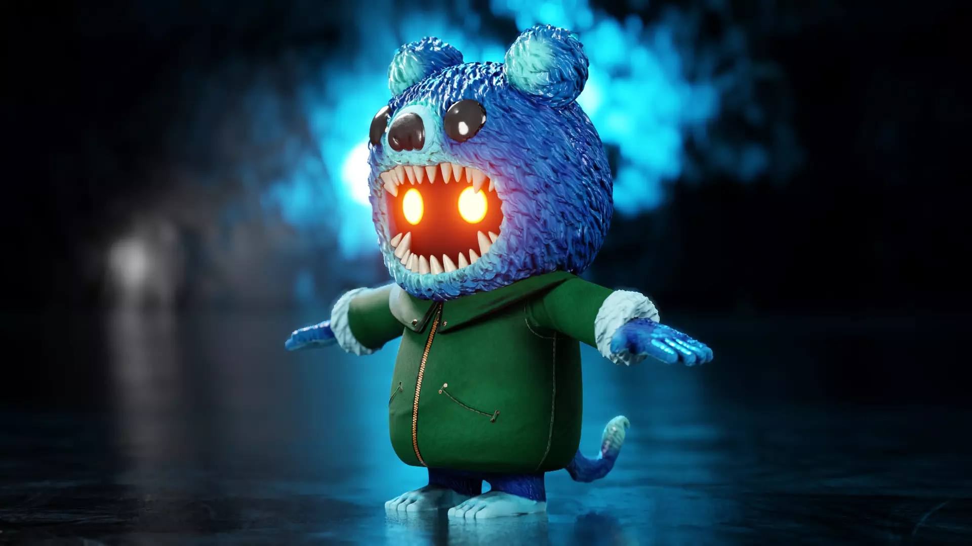 The halloween monster with rigging and walk cycles Low-poly 3D model_0