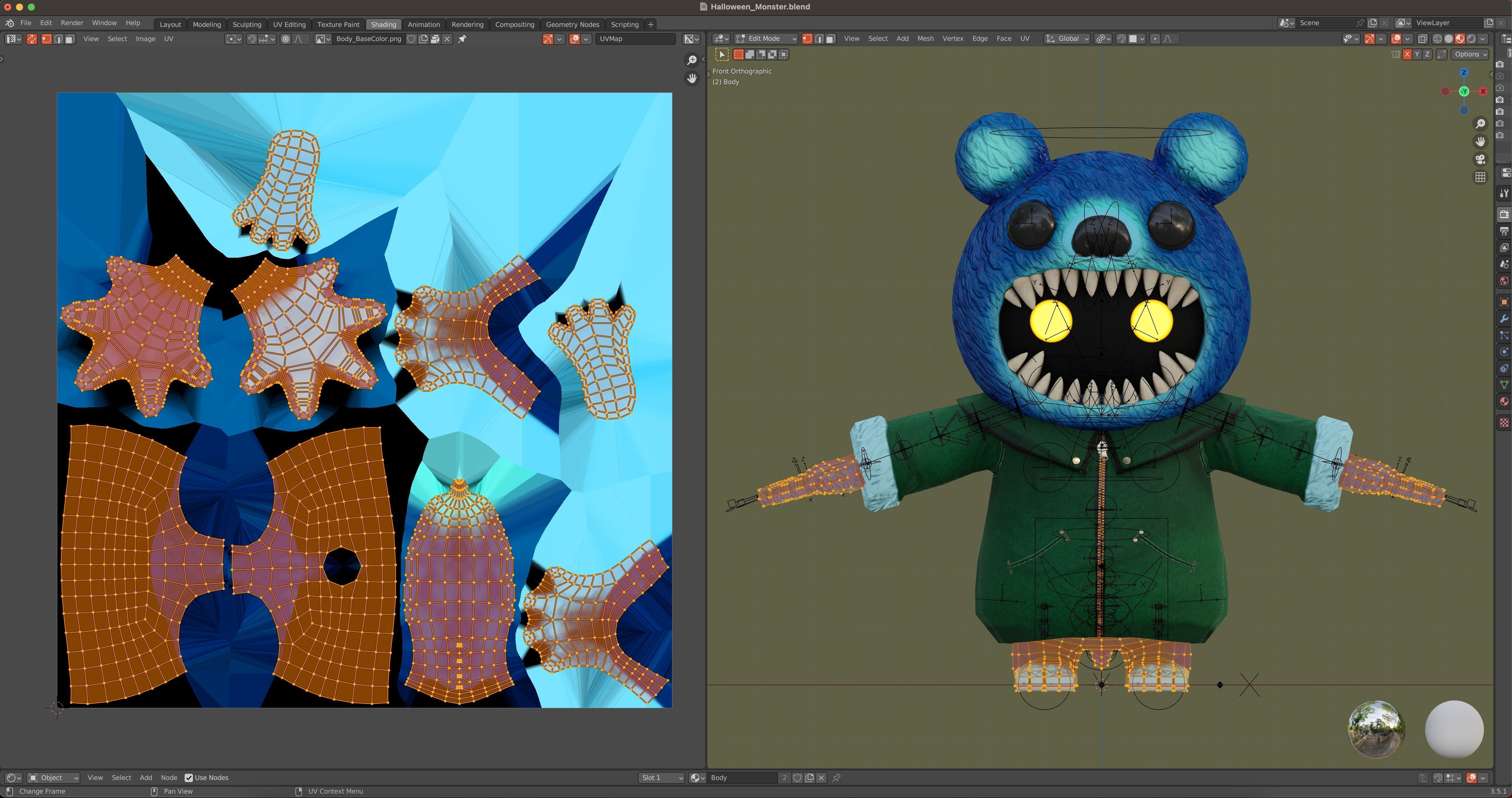 The halloween monster with rigging and walk cycles Low-poly 3D model_13