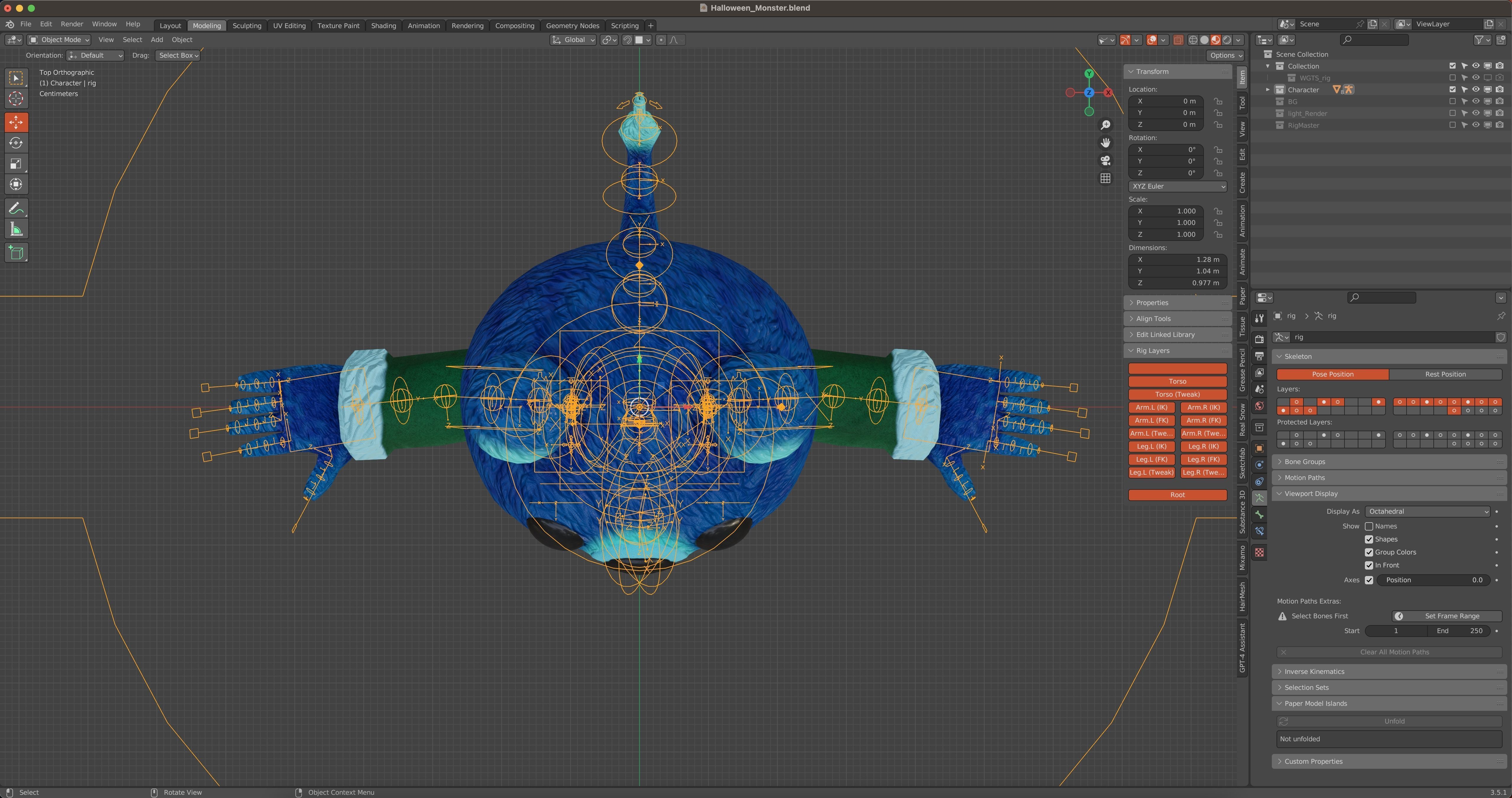 The halloween monster with rigging and walk cycles Low-poly 3D model_19