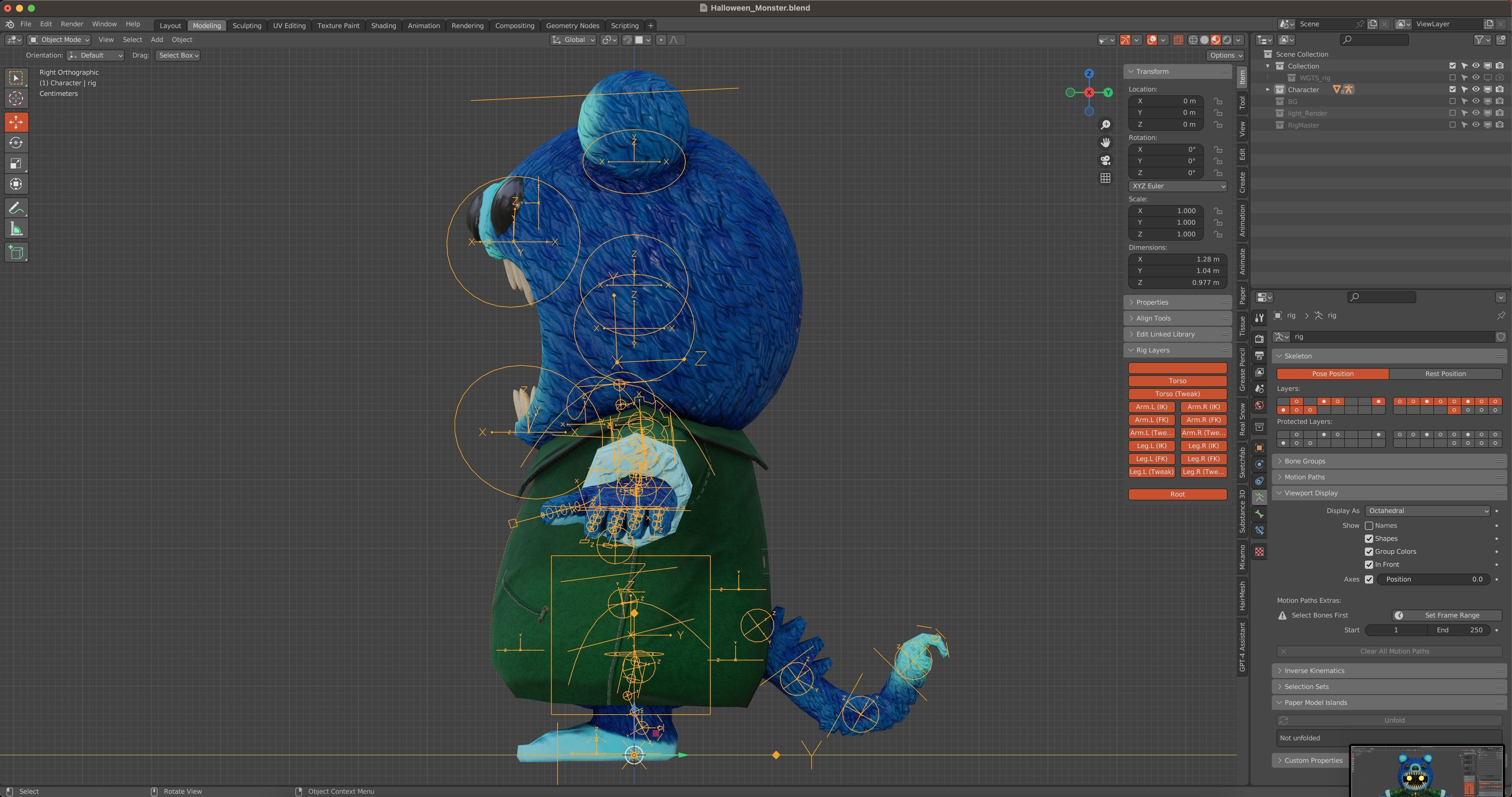 The halloween monster with rigging and walk cycles Low-poly 3D model_20