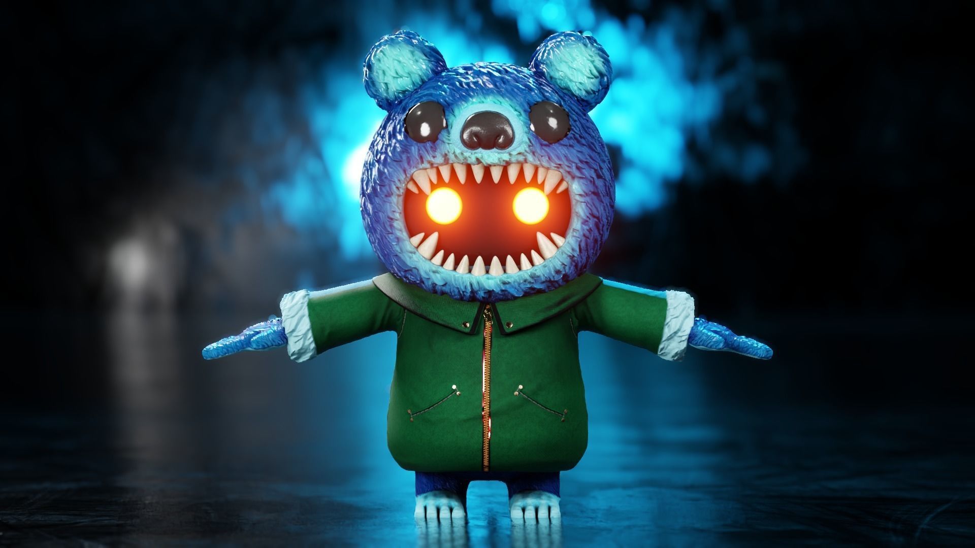 The halloween monster with rigging and walk cycles Low-poly 3D model_5