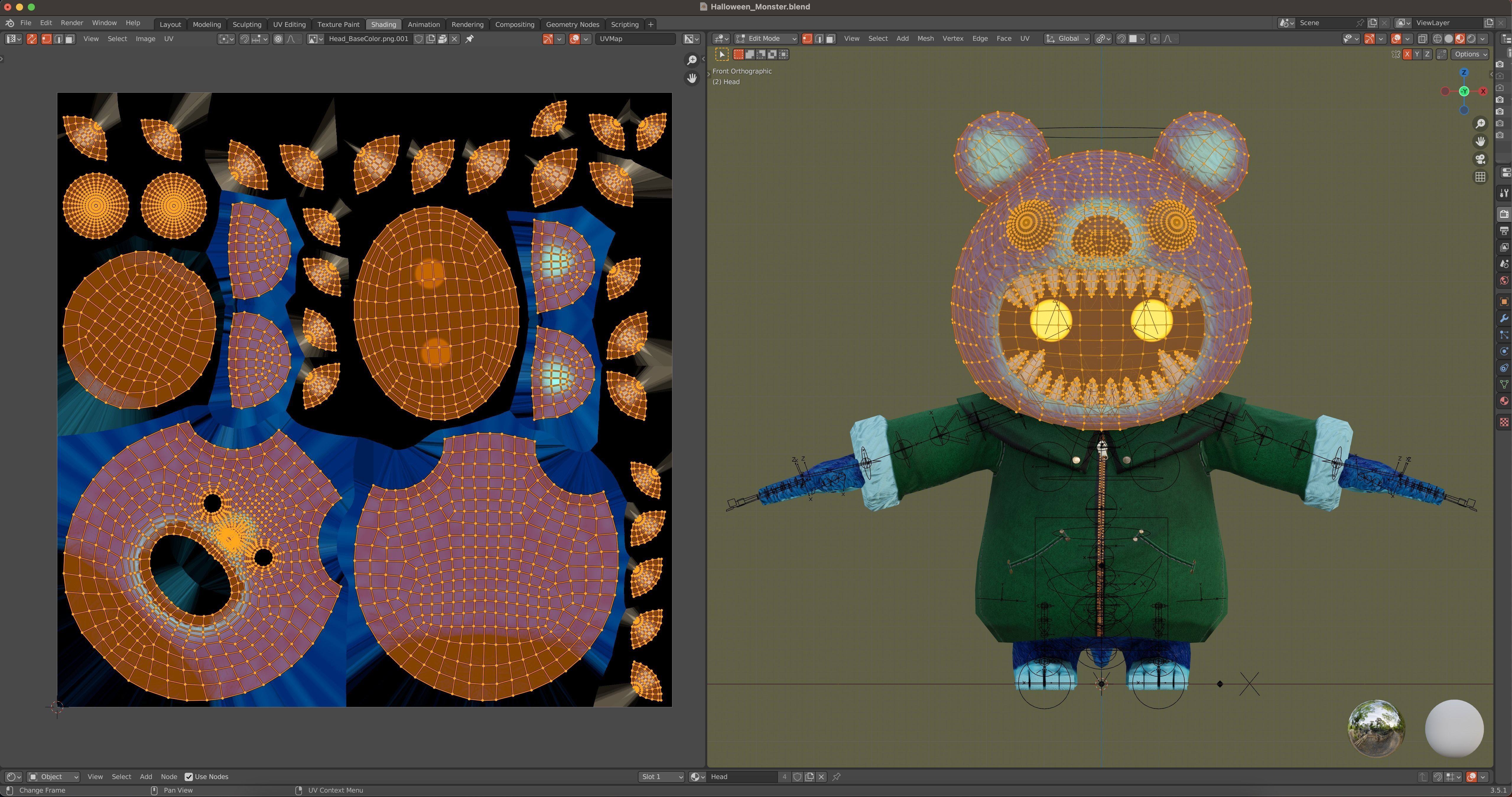 The halloween monster with rigging and walk cycles Low-poly 3D model_15