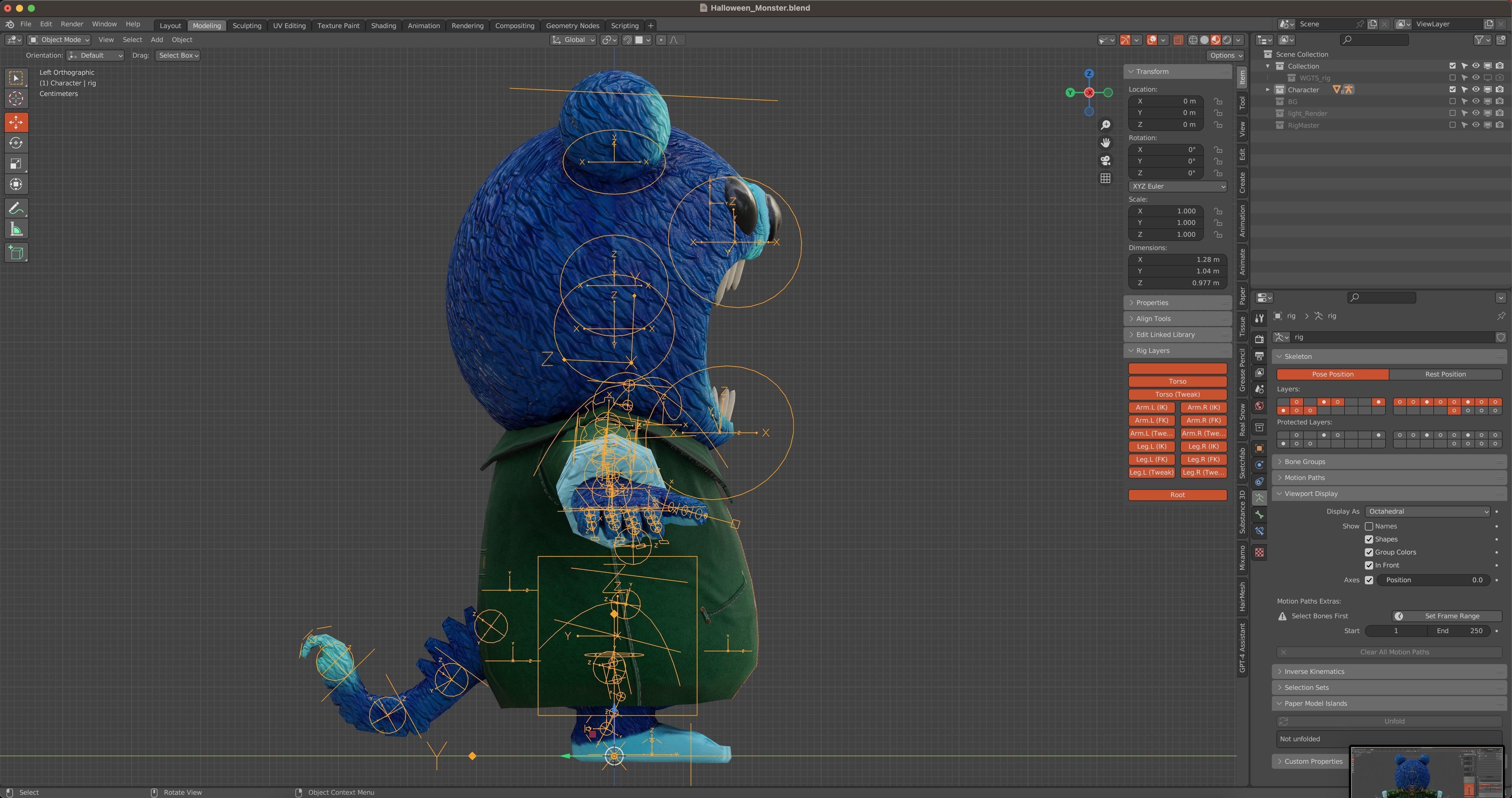 The halloween monster with rigging and walk cycles Low-poly 3D model_23