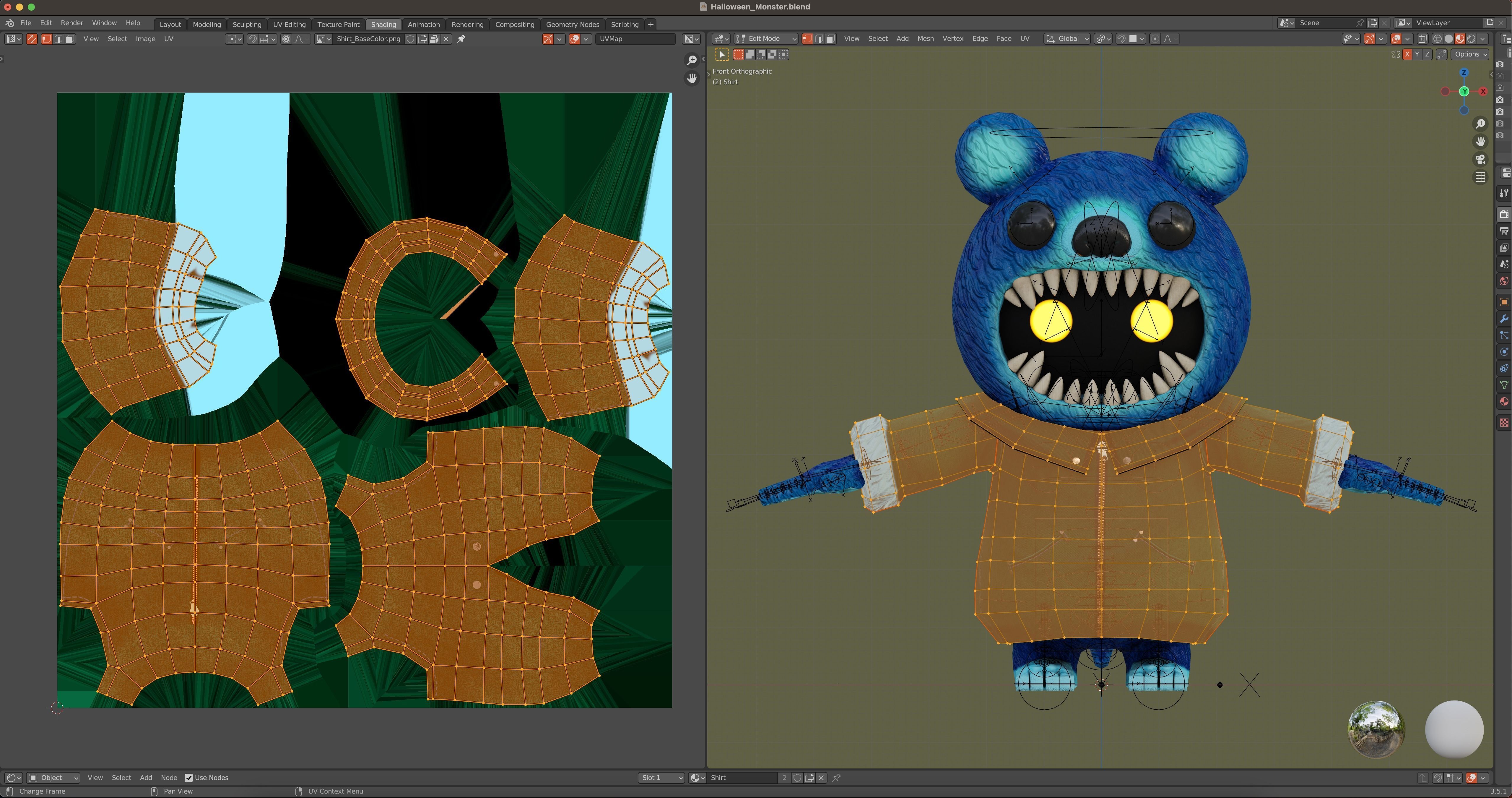 The halloween monster with rigging and walk cycles Low-poly 3D model_14
