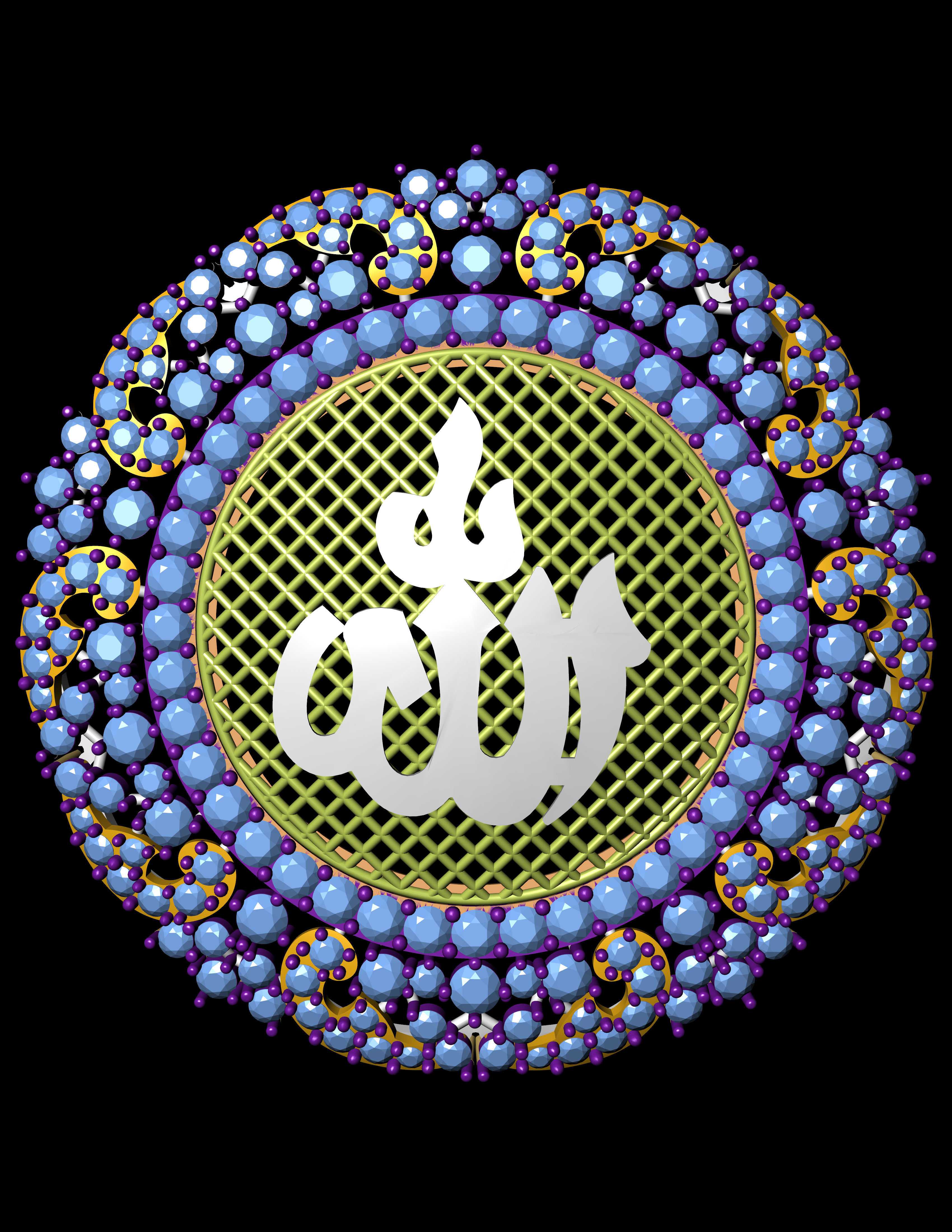 ALLAH Name Pandent 3D print model 3D print model_2
