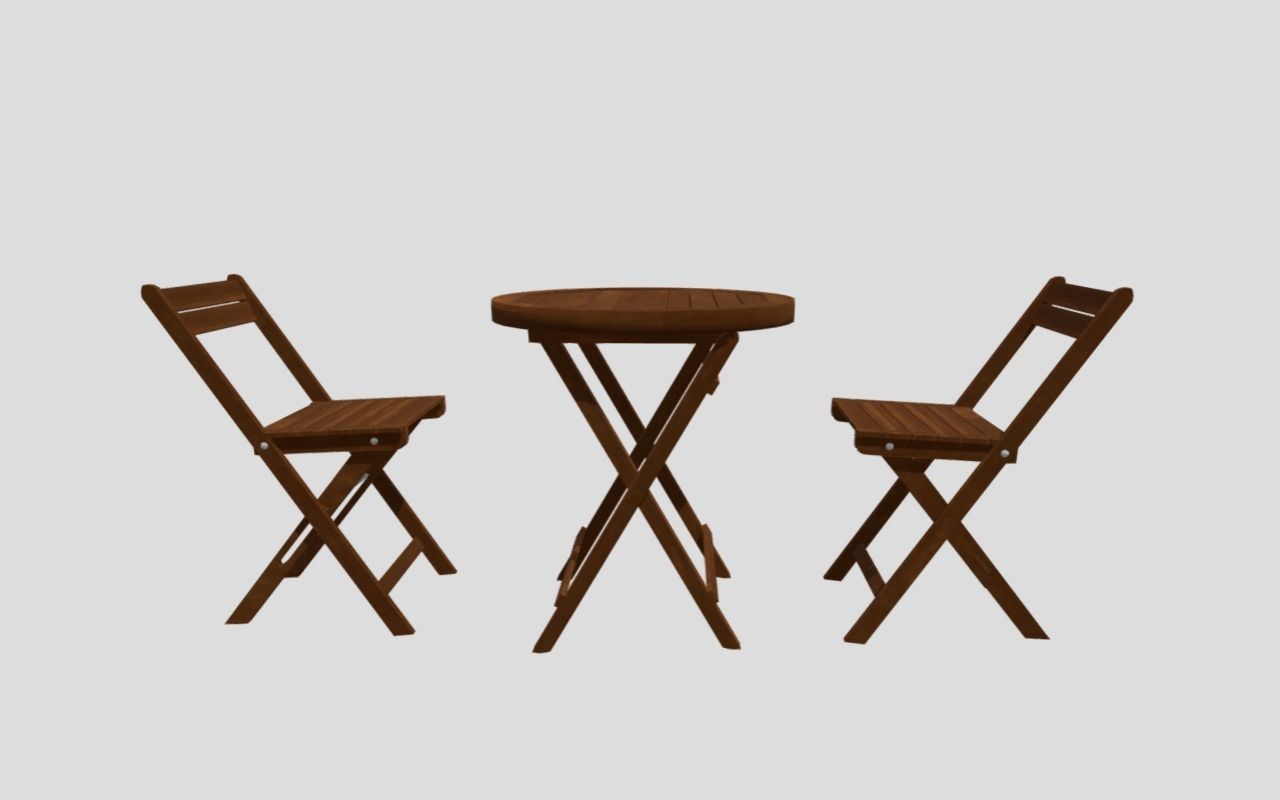 Lounge set - Wood - Mesa con sillas Low-poly 3D model_5