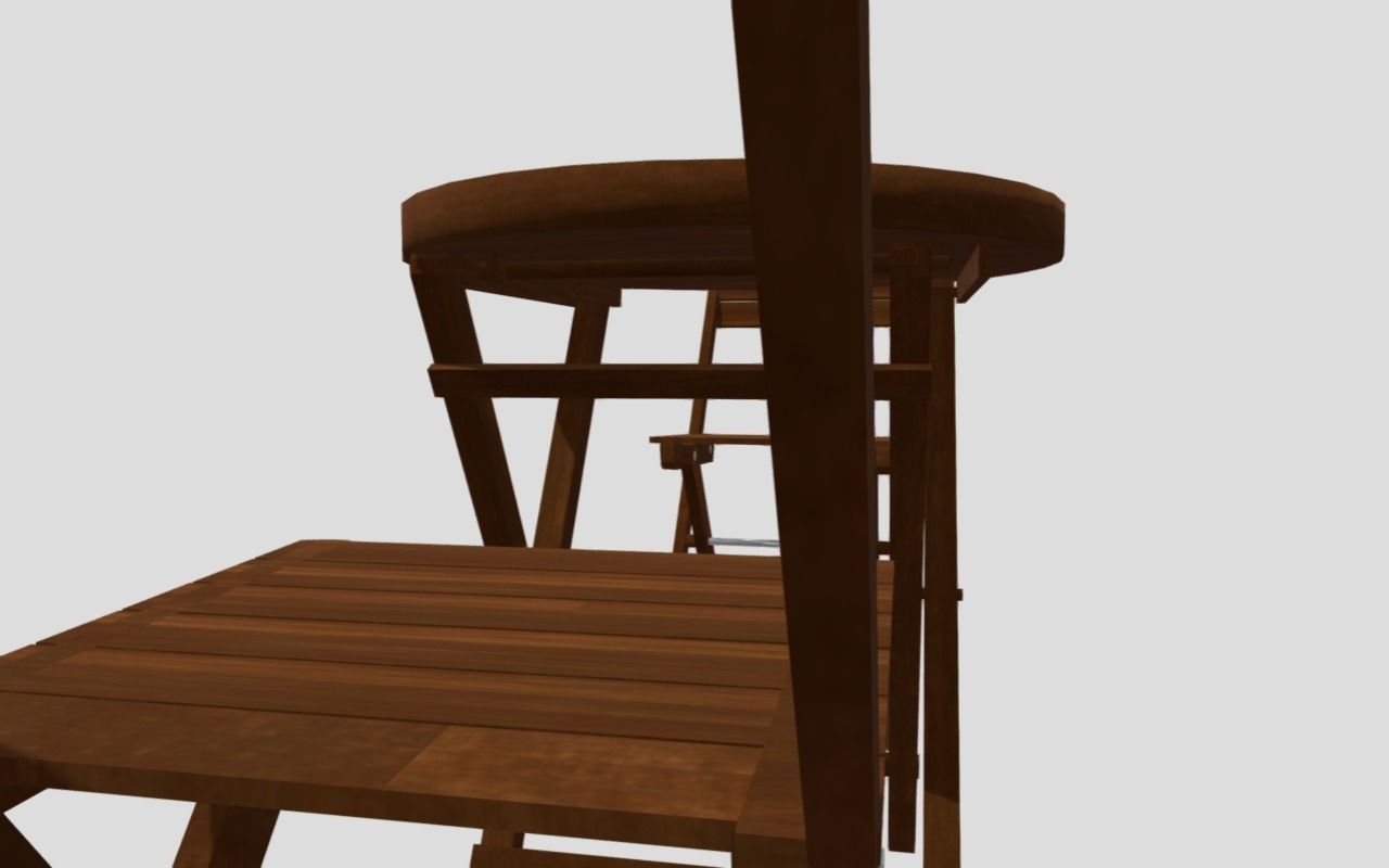 Lounge set - Wood - Mesa con sillas Low-poly 3D model_2