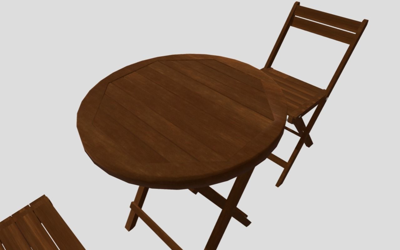 Lounge set - Wood - Mesa con sillas Low-poly 3D model_1