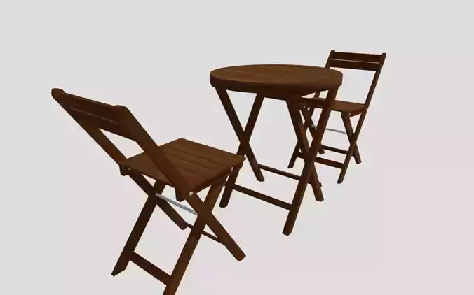 Lounge set - Wood - Mesa con sillas Low-poly 3D model