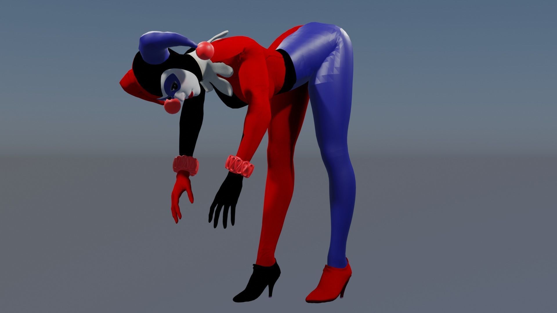 Batman Arkham Knight Classic Harley Quinn Rigged Animated Low-poly 3D model_4