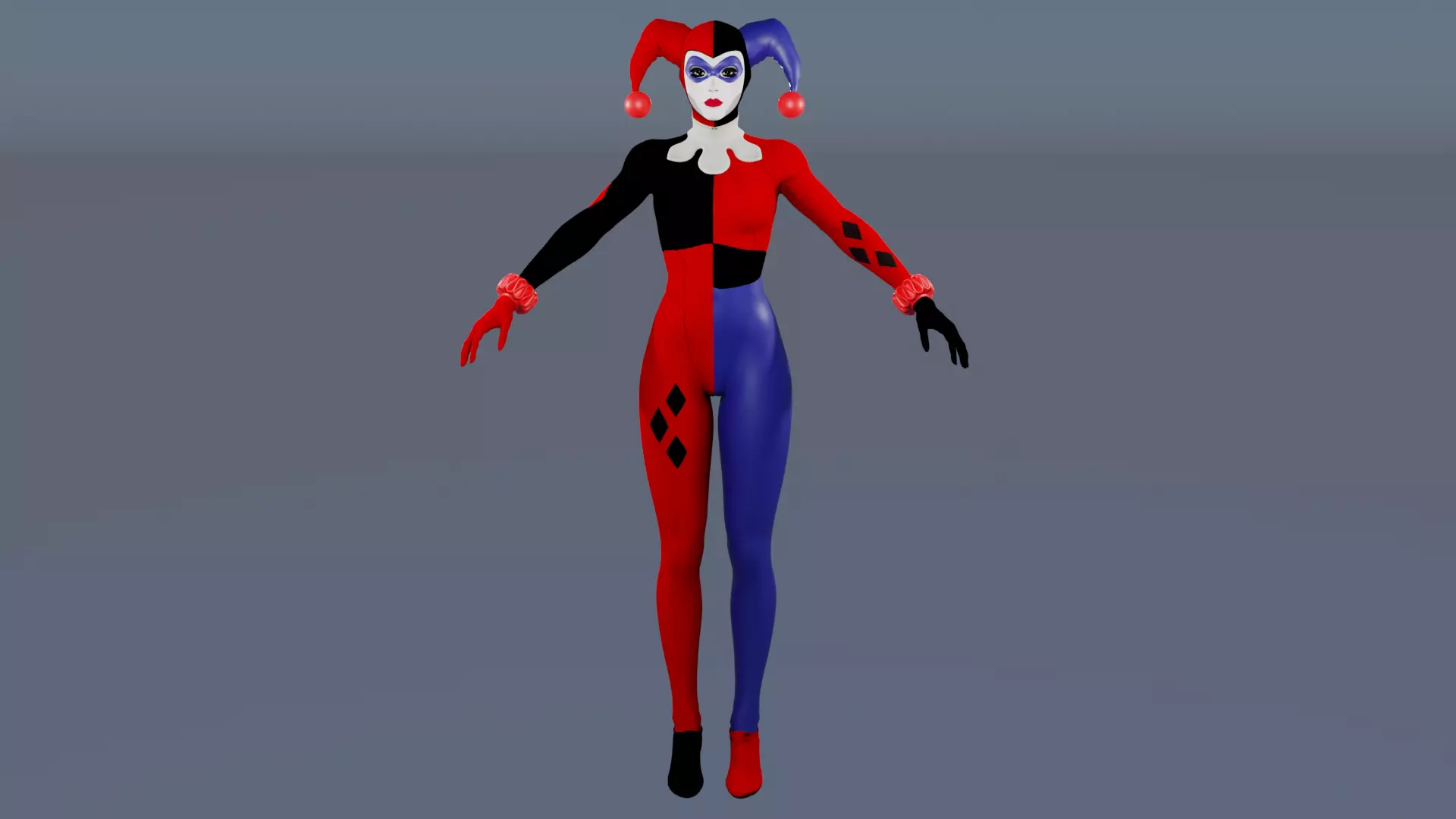 Batman Arkham Knight Classic Harley Quinn Rigged Animated Low-poly 3D model_0