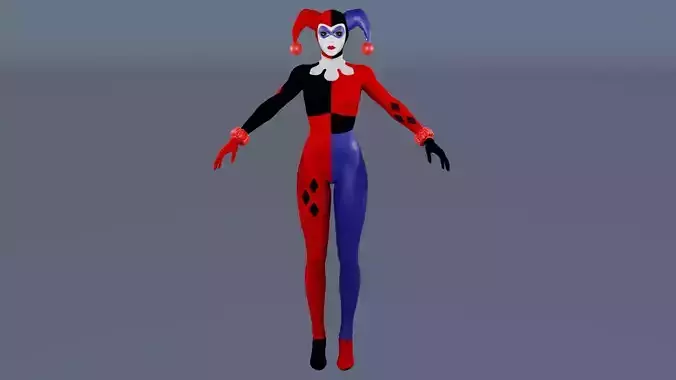 Batman Arkham Knight Classic Harley Quinn Rigged Animated Low-poly 3D model